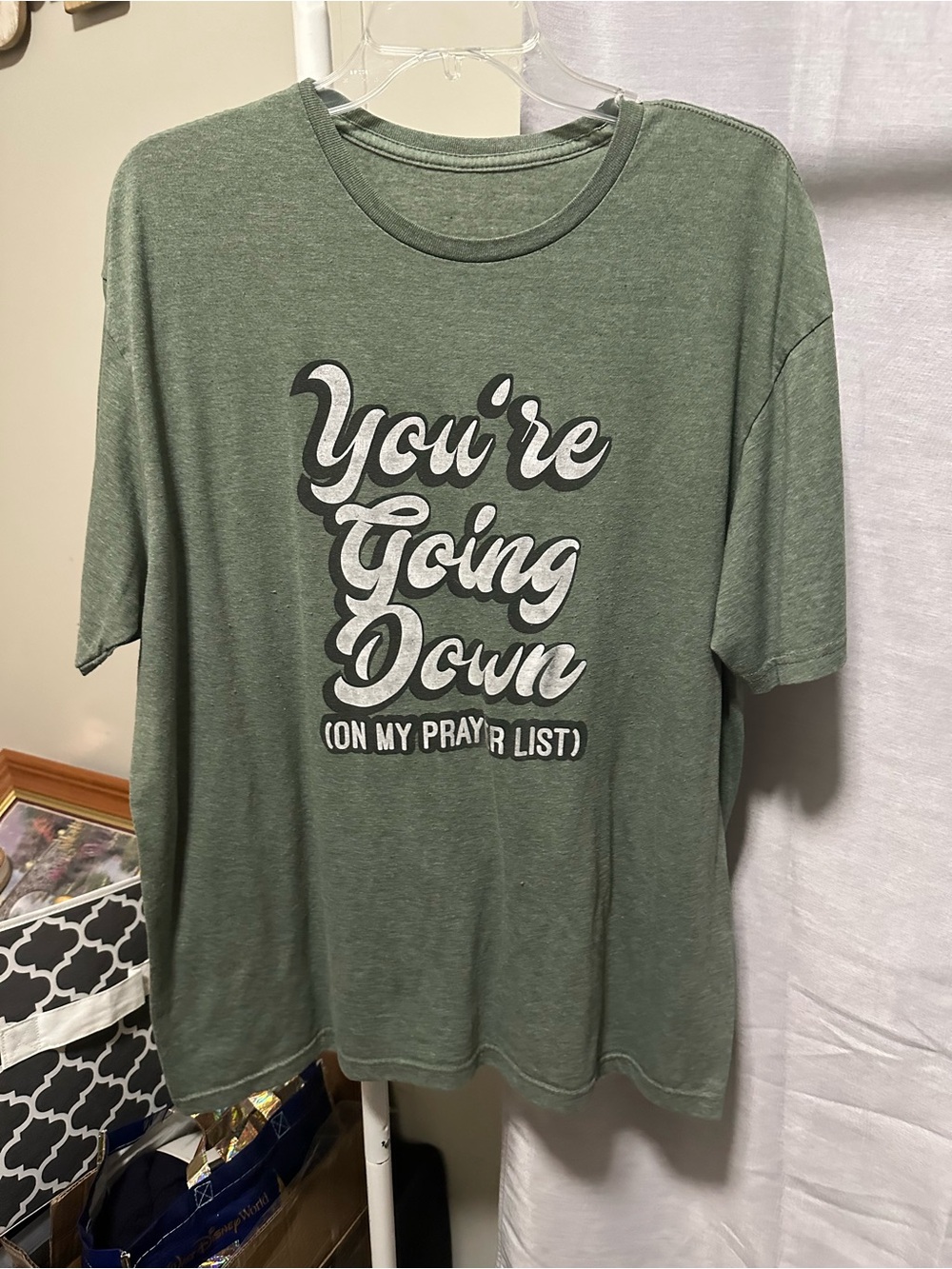 You’re going down on my prayer list cute funny graphic Christian tee size 3X